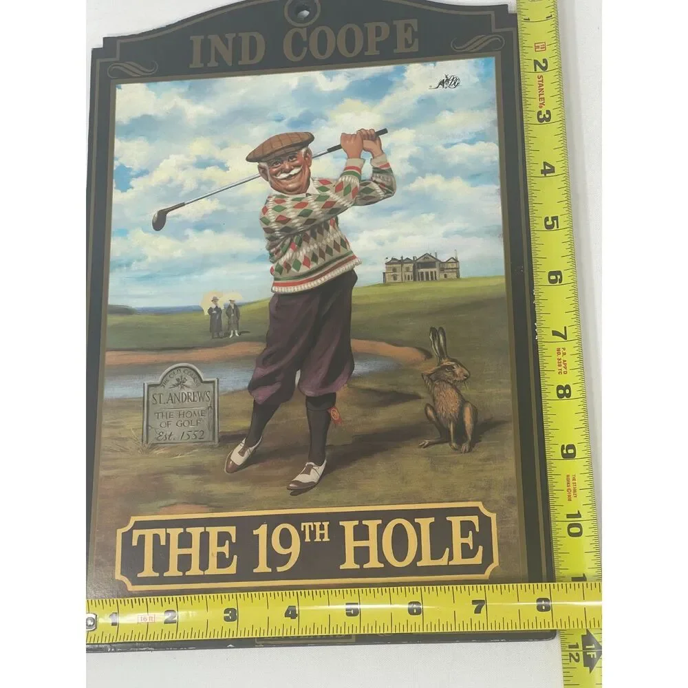 Golf Wall Decor THE 19th HOLE Plaque Pub World Collectibles England Golfer 11x8